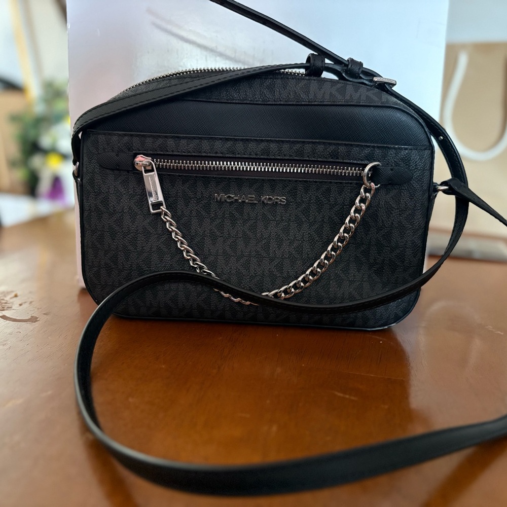 Michael Kors Black and Dark Gray Crossbody Bag